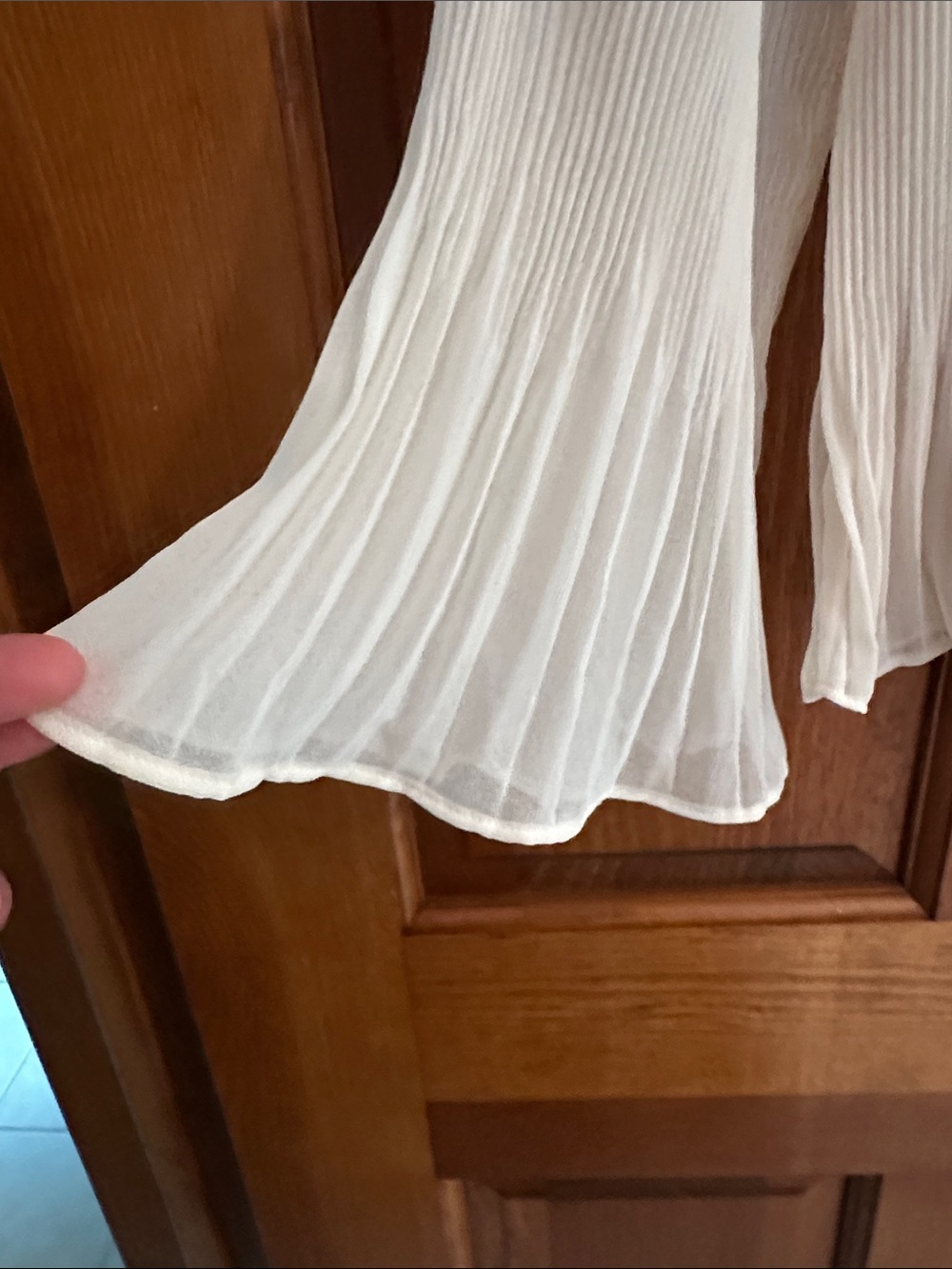 Chico's Cream Pleated Button-Front Shirt - Picture 3 of 3